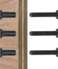 Forty Sets Black M6X40MM Furniture Connector Bolts And Cap Nuts Assortment Kit With Matching Drive Tool For No Sweat Wood Assembly and DIY cabinet hardware. Close-up of black connector bolts and cap nuts.