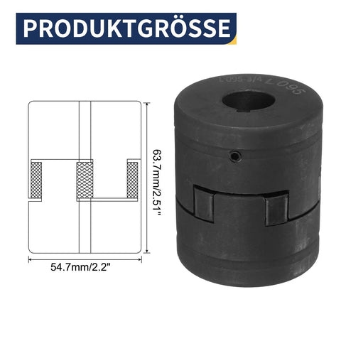 Flexible 3-Piece L-Jaw Coupling Set 3/4 to 7/8 Inch with Buna-N NBR Rubber Spider, product size dimensions shown.