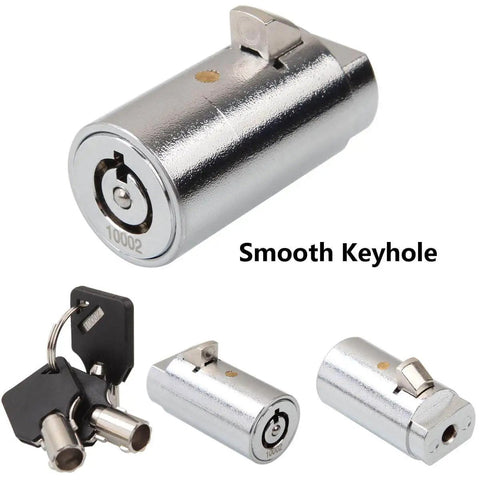 Heavy Duty Vending Machine Lock And Key Set, Two Pack Keyed Alike For Soda And Snack Machines, Fits Coke And Pepsi Vending Units, All Metal Alloy Steel Construction, Rust Resistant, Includes Six Keys shown with smooth keyhole view
