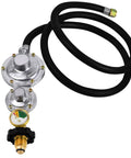 Azdele two-stage propane regulator with 5ft hose and gauge, P.O.L connection, 3/8in female flare