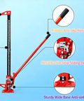 Beefed Up Heavy Duty Farm Jack 3 Ton Capacity 153 cm Off Road Ratcheting Utility Lift with rubber handle and sturdy base