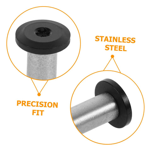 Top Tier Flat Head Knife Handle Screws Coupled With Heavy Gauge Stainless Steel Bolts showing precision fit design and black head.