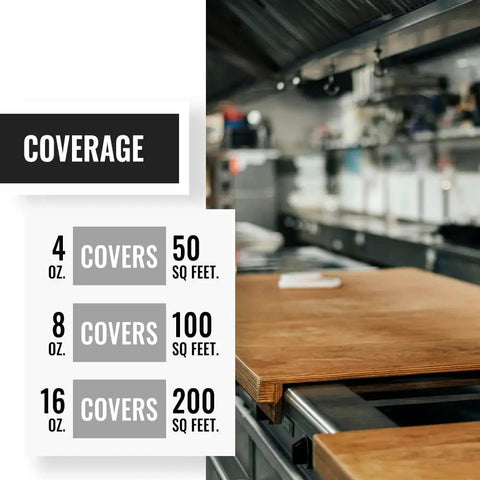Coverage chart for Stone Sealer For Concrete Granite Marble Slate Soapstone And Countertops 16 Oz All Natural Non Glossy Protectant