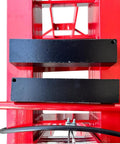 Close-up of the 50 Ton Hydraulic Shop Press With H Frame Workhorse Adjustable Working Table Height Twenty Seven And A Half Inch Bed