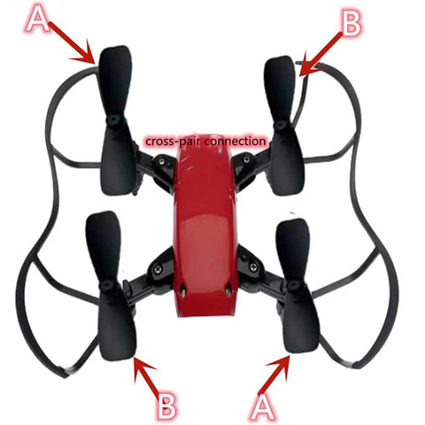 Quadcopter with propeller setup using replacement set, includes 35Mm 37Mm 42Mm and 46Mm blades, black finish, for remote control aircraft.