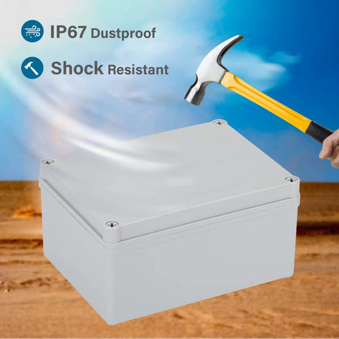 Outdoor IP67 Plastic Junction Box Waterproof Dustproof Electrical Project Enclosure 8x6x4 Inches Rugged Weatherproof Case