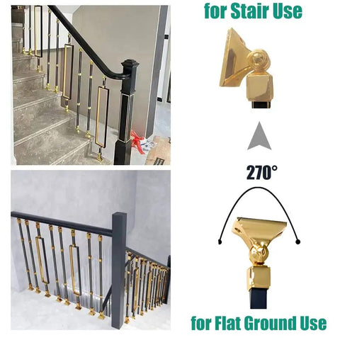 Premium Heavy Duty Aluminum Baluster Spindle Railing Kit With Slick Square Metal Posts And No Sweat Flat Brackets For Deck Stairs and complete outdoor railing set, 270 degree angle, stair and flat ground use.