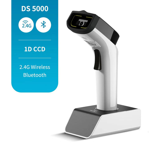 Bluetooth 1D Wireless Barcode Scanner With Hands Free CCD Reader Stand Built In Memory Works With Mac OS Windows iOS Android DS5000