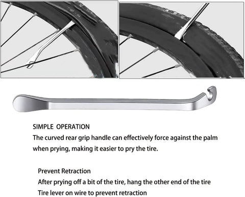 Tire lever from Spoke Tension Meter And Wrench Kit For Bikes 8 Piece Pro Wheel Repair Set used on bicycle tire