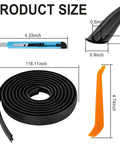 Stop That Highway Howl With Universal Roof Rack Crossbar Rubber Strip Insert, black rubber, 118.11 x 0.9 inches, shown with measuring tool.
