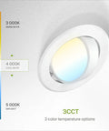 Gimbal 4 Inch LED Recessed Lights With Adjustable Color Temperature 3000K 4000K 5000K, 110 Degree Beam, Rotatable Spotlight