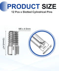 12 Pcs M6 X 12mm Slotted Cylindrical Dowel Pins 304 Stainless Steel External Thread Locating Parallel Pins Heavy Duty Built