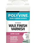 Polyvine wax finish varnish bottle, satin clear, 500ml for wood furniture. Wax Varnish For Wood Furniture Brush On Protective Finish 500ml Durable Yet Silky Like Wax With The Longevity Of Varnish Non Hazardous Preserves Natural Wood Look And Feel A Rich Traditional Finish For Restoring Classic Woodwork And Furniture.
