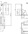 Front and side views of 4pcs NEMA 23 steel mounting brackets with mounting screws.