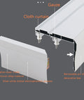 Silent Double Track Baffle Curtain Rail With Slick Slimline Pelmet And Butter Smooth Glide Pulleys Zero Hassle Install Ideal For Heavy Duty Blackout Drapes Total Room Upgrade White 370 Cm close-up of white aluminum cover and dual rail system design