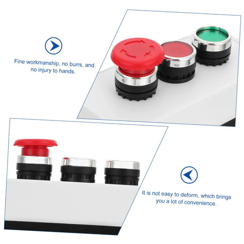 Stop Box Electrical Switch Enclosure For Industrial Use With Easy Installation And Rugged Durable Build, top view of buttons.