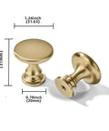 20 Pack Brushed Brass Cabinet Knobs Heavy Duty Zinc Alloy Bifold Closet Door Hardware Built Tough for Kitchen Cabinets and Bathrooms Fingerprint Resistant Champagne Bronze Finish, dimensions shown