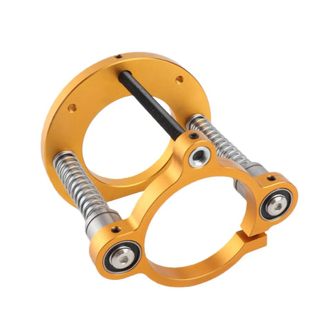 Legit Adjustable Router Table Lift With Smooth As Butter 70mm Stroke And Rock Solid Aluminum Construction showing a close-up of the aluminum clamp with springs.