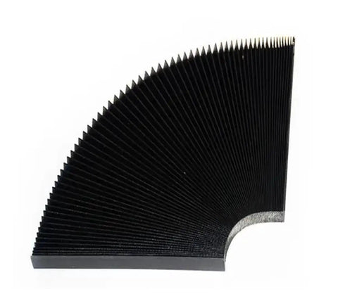 Side view of Beefed-Up Adjustable CNC Dust Cover Accordion Shield For Linear Guide Rails, 1500mm Long Protective Guard made of oil and dust resistant fabric.