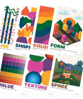 Seven Art Classroom Posters Set for Decor and Learning, Line, Shape, Color, Form, Value, Texture, Space, 12 by 18 Inches