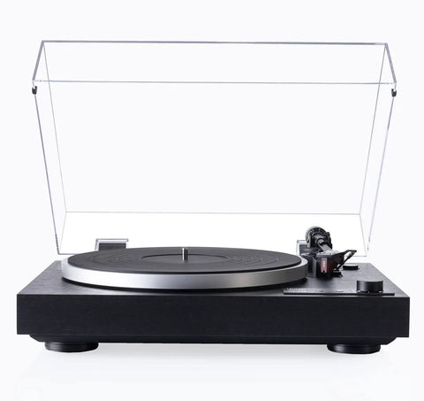 Dual CS429 Fully Automatic Belt Drive Turntable In Sleek Black With Ortofon 2M Red Cartridge showcasing design and setup.