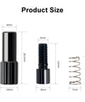 Dope Inline Bike Cable Adjuster Set dimensions, showcasing CNC Aluminum Alloy parts, Anodized Black, 2 Pack, with spring.
