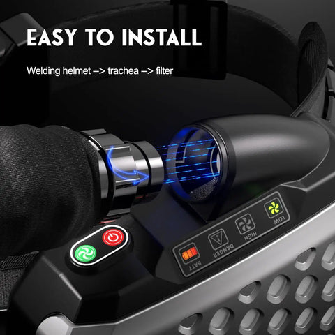Installation details of Welding Helmet With Integrated Respirator And Auto Darkening Shield, 99.95 Percent PAPR Filtration