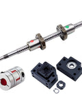 Bidirectional 32mm Ball Screw SFU3210 Kit with 2 Nuts 68.9in Length 10mm Lead Includes BK BF25 End Bearing Block and Flexible Coupling