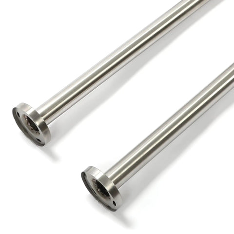 24 Inch Handicap Grab Bars For Bathroom Stainless Steel 304 Wall Mount And Floor Support Handrails No Slip Grip For Disabled Elderly Bath Toilet Safety Bar And Shower Rail close-up view of stainless steel bars.