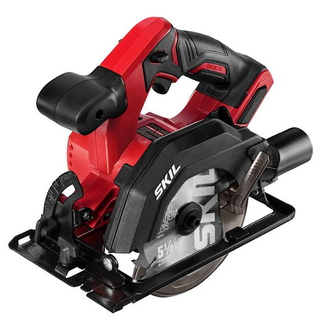 Ultra Compact 12v Brushless Circular Saw equipped with a 5 half inch carbide blade, designed for precise hardwood cuts.