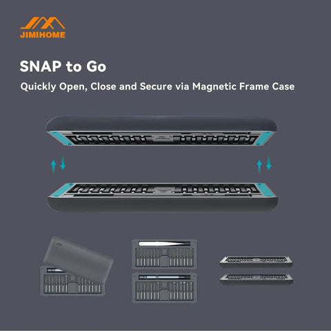 Snap To Go 30 Piece Precision Screwdriver Set With Magnetic Tweezers And Bits For Electronics PC Laptop Tablet Repair DIY Kit Pro Grade For Small Electronics DIY Projects And Makers case showing open and closed views