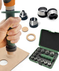 12 In 1 Gasket Punch Set With Sharp Leather Hole Punches And Hollow Punches For Leather Three Sixteenths Inch To One And One Quarter Inch Hole Sizes Includes Handle And Storage Box Great For Diy Leather Craft Projects And Professional Use
