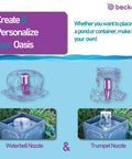 Container Fountain Pump Kit Submersible 120 GPH 5W for Patio Ponds with waterbell and trumpet nozzles illustrated.