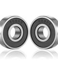 Two 608RS steel ball bearings with rubber seals, 8x22x7 mm