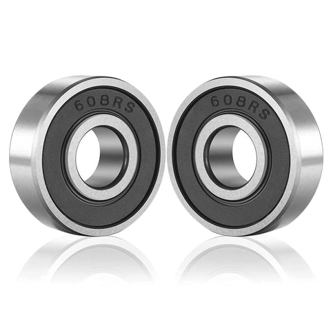 Two 608RS steel ball bearings with rubber seals, 8x22x7 mm