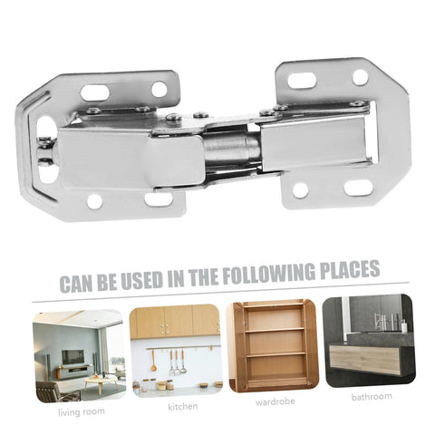 Angoily 2pcs silver hydraulic cabinet hinges with mounting plates, front view