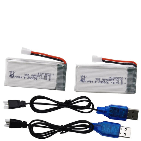 Beefed Up 2 Pack 3.7V 1200mAh LiPo Batteries With MX2.0 Plug And Cables For Syma X5SW X5SC RC Quadcopter Drone, including USB cables