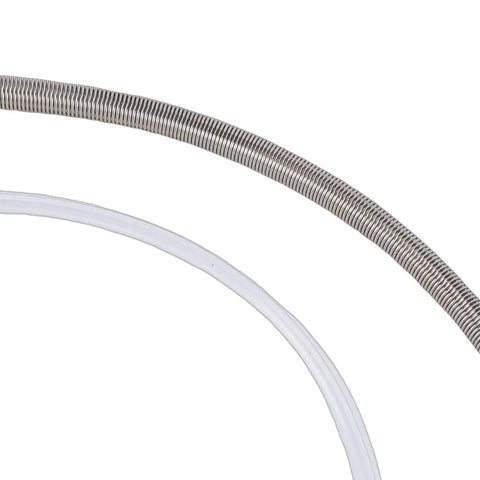 Slick Stainless Steel Coil Milk Hose With Top Shelf Opaque Light Blocking Sleeve Smooth Pour And Sick Fit For Espresso Frother Replacement Adapter We8 E6 D6 Z8 Z6 Cool, gray stainless steel and white opaque milk tube.