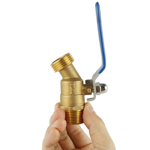 Brass Hose Bib Outdoor Faucet With Three Quarters Inch NPT Inlet And Three Quarters Inch GHT Outlet, Heavy Duty Water Spigot With Long Handle For Easy On Off And Durable Yard Watering, brass hose bib with blue lever handle