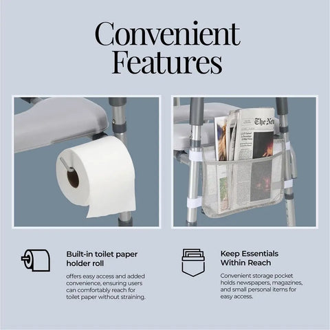 Adjustable Heavy Duty Toilet Seat Riser With Armrests For Seniors Holds Up To 400 Pounds Features Built Tough Foam Grips Non Slip Rubber Feet Foldable Design Quick Bathroom Mobility Aid