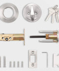 Keyed Alike Single Cylinder Deadbolt Set Brushed Nickel Two Pack With Three Keys Each Anti Theft Interior And Exterior Door Hardware