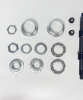 Components of 2 Inch Cup Bottom Bracket Conversion Kit For Bikes Converts One Piece Crank To Three Piece Includes 200mm Axle
