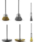 QWORK 6-piece brass and stainless steel rotary tool wire brush kit with polishing wheels