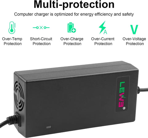 54.6V 2A Lithium Battery Charger For Gotrax Scooters 48V To 54.6V With 5.5X2.1MM Round Connector 100 To 240V AC Input 54.6V Max Output Safe Universal Power Adapter For GXL V2 G2 G3 G4 Apex Glider XR Elite XR Ultra