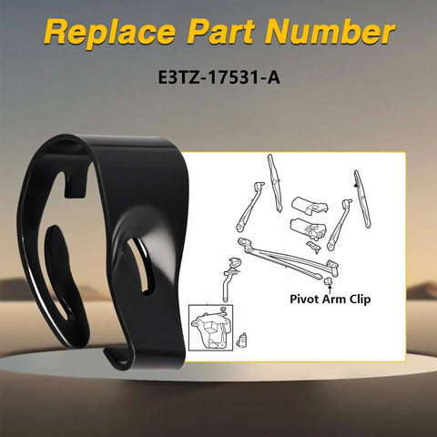 Windshield Wiper Linkage Pivot Arm Clip For Ford E Series Vans E-150 E-250 E-350 1983-2024 Replacement Part E3TZ-17531-A High-Strength Corrosion-Resistant Steel No-Fuss Install And Long-Lasting Performance., black steel pivot arm clip, E3TZ-17531-A