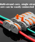 Plug And Play Lever Nut Connector Kit For Quick Wire Splicing One To One Terminal Blocks, shown connecting wires