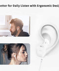 People wearing USB C Earbuds With Microphone And Remote For iPhone And Android Devices Wired Type C Headphones With Noise Cancellation