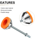 Heavy Duty Adjustable Leveling Feet With M8 X 100mm Thread, yellow rubber capped base, carbon steel, close-up view.