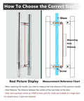 How to choose the correct size for Slick Aluminum Door Handle For Sliding Glass Doors, with measurement reference chart.