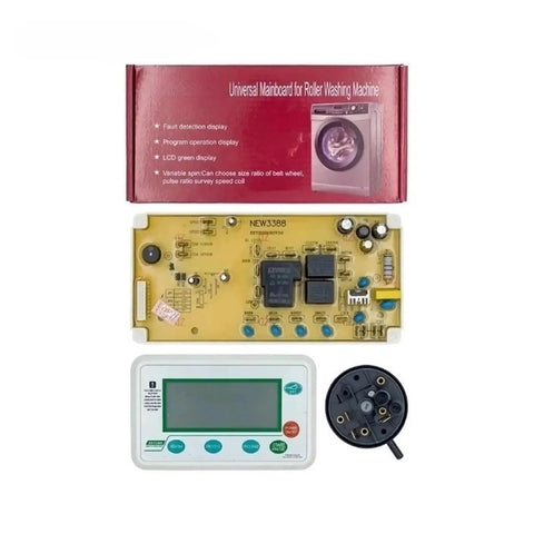 Sxy3388 Universal Control Board Pcb Set English Version Compatible With Series Excited Drum Washing Machine Washer Parts Plug And Play Moisture Resistant Circuit Board Full Function Program Control displayed with mainboard and control panel.